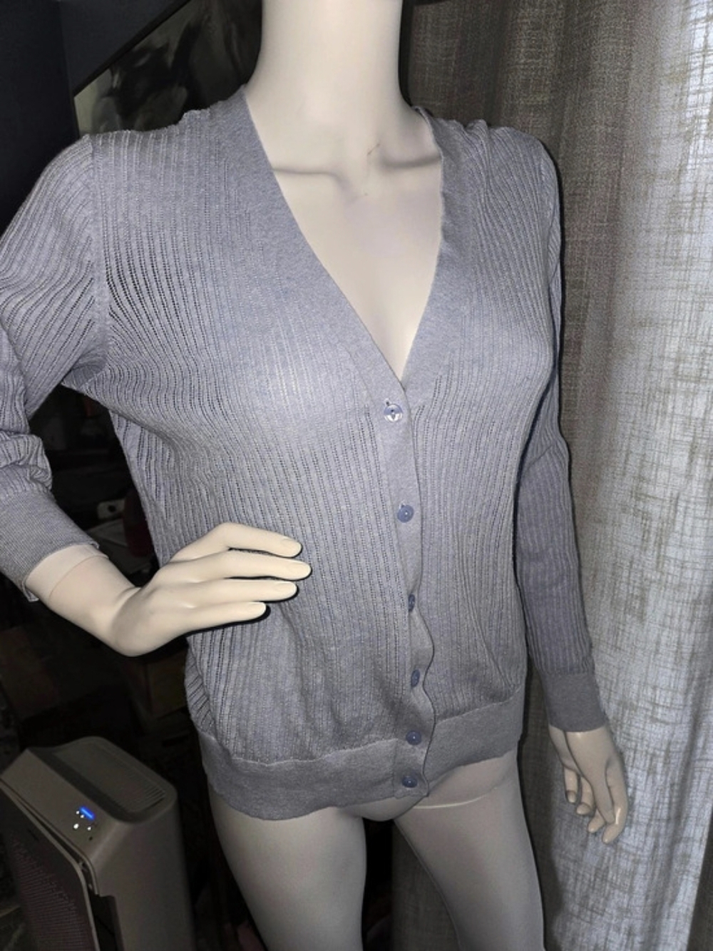 Saks Fifth Avenue Blue Cashmere Cardigan Size Medium Like New